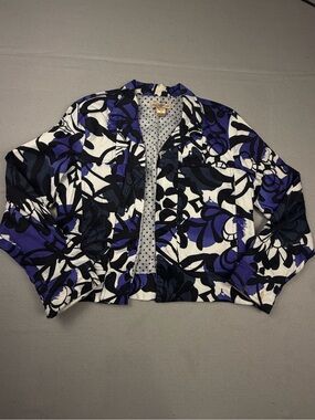 Patrick Christopher Floral-Print Purple & Black Crop Jean Jacket M